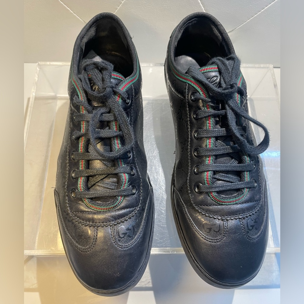 GUCCI black GG imprime costes canvas vitage Snearkers sz 6.5 -7